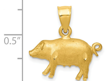 14K Diamond-cut Pig Pendant