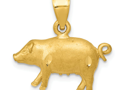 14K Diamond-cut Pig Pendant