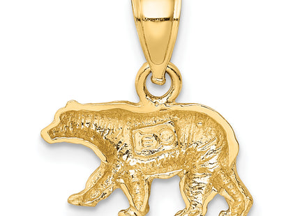 14K Diamond-cut Bear Pendant