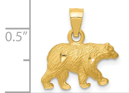 14K Diamond-cut Bear Pendant