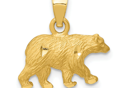 14K Diamond-cut Bear Pendant