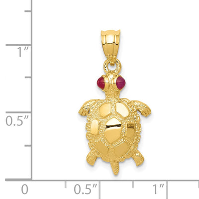 14K Turtle with Ruby Eyes Pendant