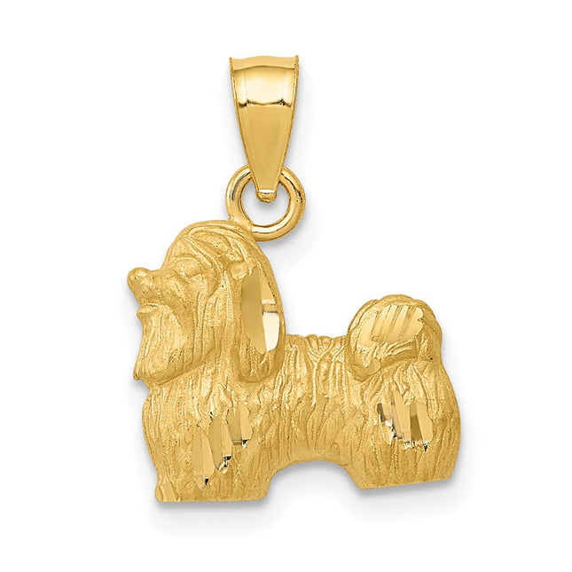 14K Diamond-cut Shih Tzu Pendant, 18 x 13mm
