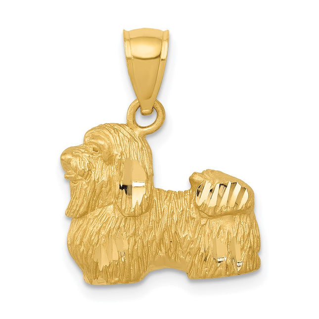 14K Diamond-cut Shih Tzu Pendant, 19 x 16mm