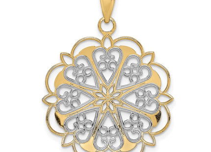 14k Yellow & Rhodium Pendants Style K3462 - Classique Jewelry Inc.