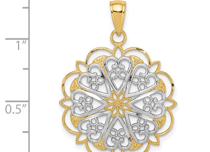 14k Yellow & Rhodium Pendants Style K3462 - Classique Jewelry Inc.