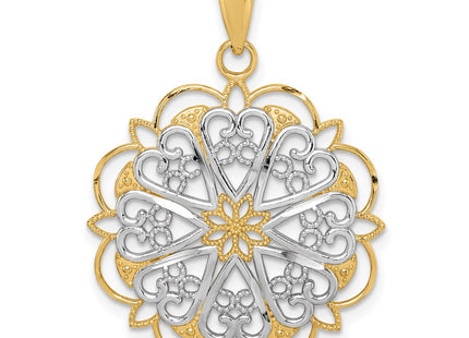 14k Yellow & Rhodium Pendants Style K3462 - Classique Jewelry Inc.