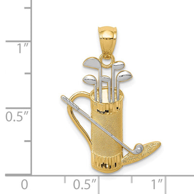 14K and Rhodium Golf Bag Pendant