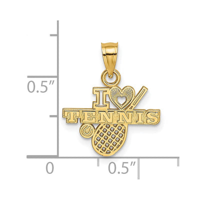 14K I Heart Tennis Charm, 12.5 x 16.4mm