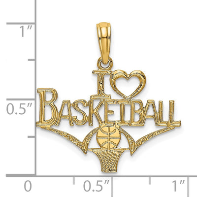 14K I HEART BASKETBALL w/Ball and Net Charm