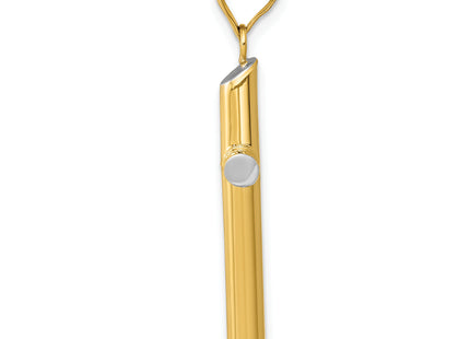 14k w/Rhodium 3-D Hollow Cross Pendant, 34 x 16mm