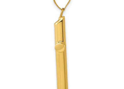 14k w/Rhodium 3-D Hollow Cross Pendant, 33 x 17mm