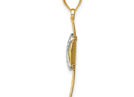 14K Two-tone Diamond-cut Cross Pendant (Style K3643)