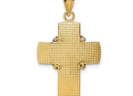 14K Two-tone Diamond-cut Cross Pendant (Style K3643)