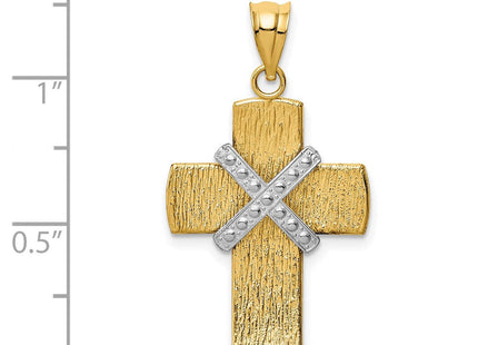 14K Two-tone Diamond-cut Cross Pendant (Style K3643)