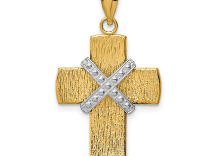 14K Two-tone Diamond-cut Cross Pendant (Style K3643)