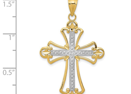 14K w/Rhodium Budded Cross Pendant (Style K3649)