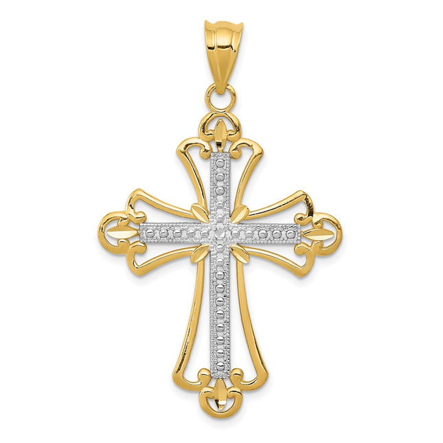 14k Yellow & Rhodium Pendants Style K3649 - Classique Jewelry Inc.