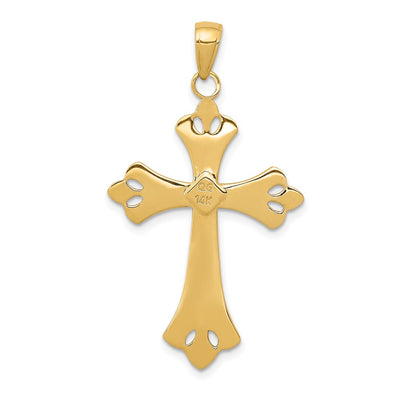 14K w/Rhodium Textured Cross Pendant