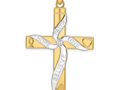 14k Yellow & Rhodium Pendants Style K3677 - Classique Jewelry Inc.