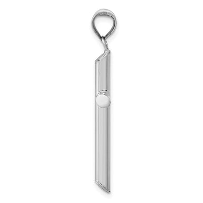 14K White Gold Hollow Cross Pendant, 35 x 17mm