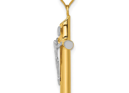 14K Two-Tone w/Rhodium Inri Crucifix Pendant (Style K3722)