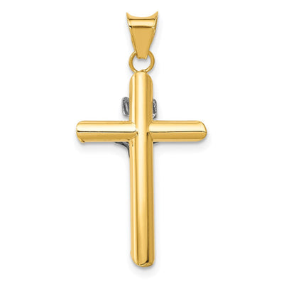 14K Two-Tone w/Rhodium Inri Crucifix Pendant, 29 x 17mm