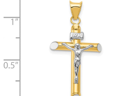 14K Two-Tone w/Rhodium Inri Crucifix Pendant (Style K3722)