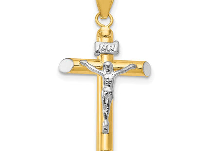 14K Two-Tone w/Rhodium Inri Crucifix Pendant (Style K3722)