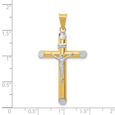 14K Two-Tone w/Rhodium Inri Crucifix Pendant, 44 x 25mm