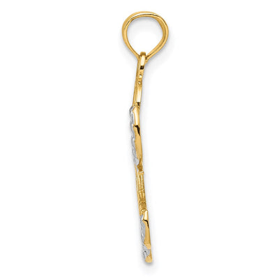 14K w/Rhodium Love Angel Pendant, 27 x 15mm