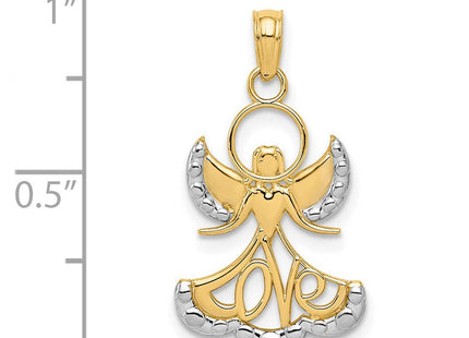 14K w/Rhodium LOVE Angel Pendant (Style K3748)
