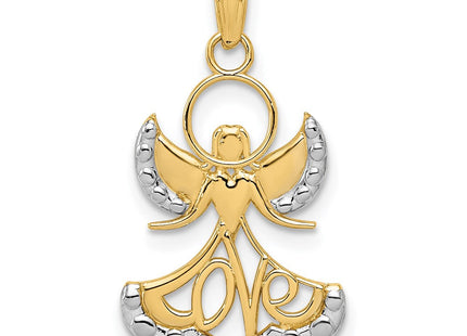 14K w/Rhodium LOVE Angel Pendant (Style K3748)
