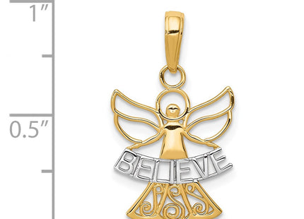 14k Yellow & Rhodium Pendants Style K3749 - Classique Jewelry Inc.