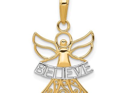 14k Yellow & Rhodium Pendants Style K3749 - Classique Jewelry Inc.