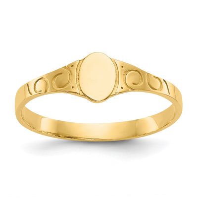 14K gold oval signet ring