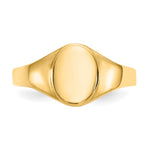 14K High Polished Oval Closed Back Baby Signet Ring view