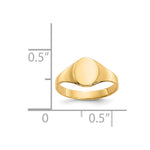 14K High Polished Oval Closed Back Baby Signet Ring view