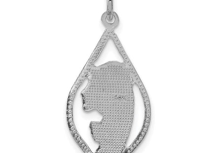14K white gold cross charm, further view