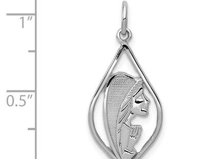 14K white gold cross charm, another view