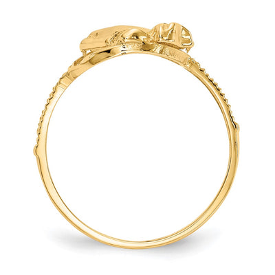 14K Two-tone Diamond Cut Praying Hands Cross Ring