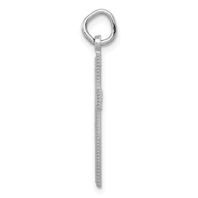 14K White Gold Diamond-cut Cross Pendant, 27 x 12mm