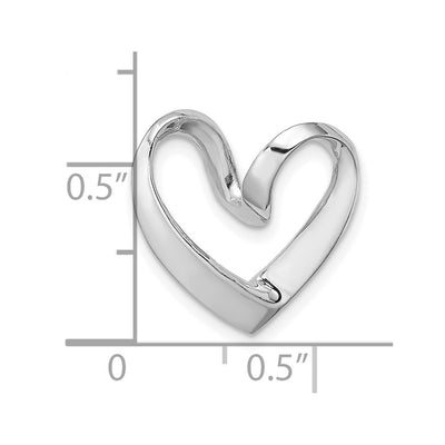 14K White Gold Polished Heart Chain Slide, 20.15 x 16.6mm