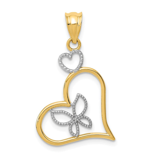 14k Yellow & Rhodium Pendants Style K3979 - Classique Jewelry Inc.