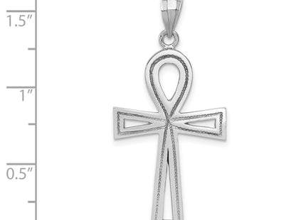 14K white gold cross pendant, another view