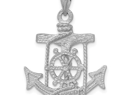 14K white gold cross pendant, another view