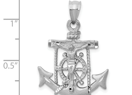14k White Gold Mariner's Cross Pendant, 31 x 22mm
