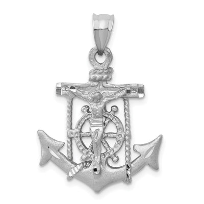 14K white gold cross pendant