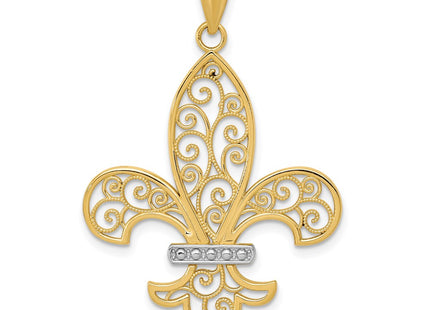 14k Yellow & Rhodium Pendants Style K4101 - Classique Jewelry Inc.