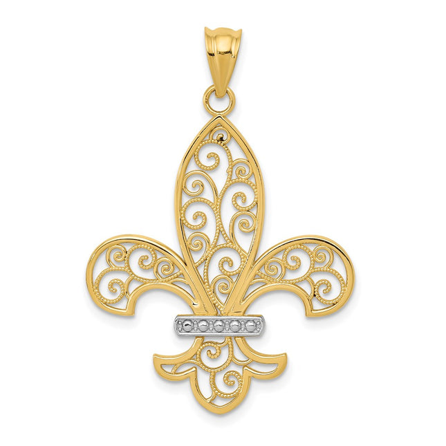 14k Yellow & Rhodium Pendants Style K4101 - Classique Jewelry Inc.